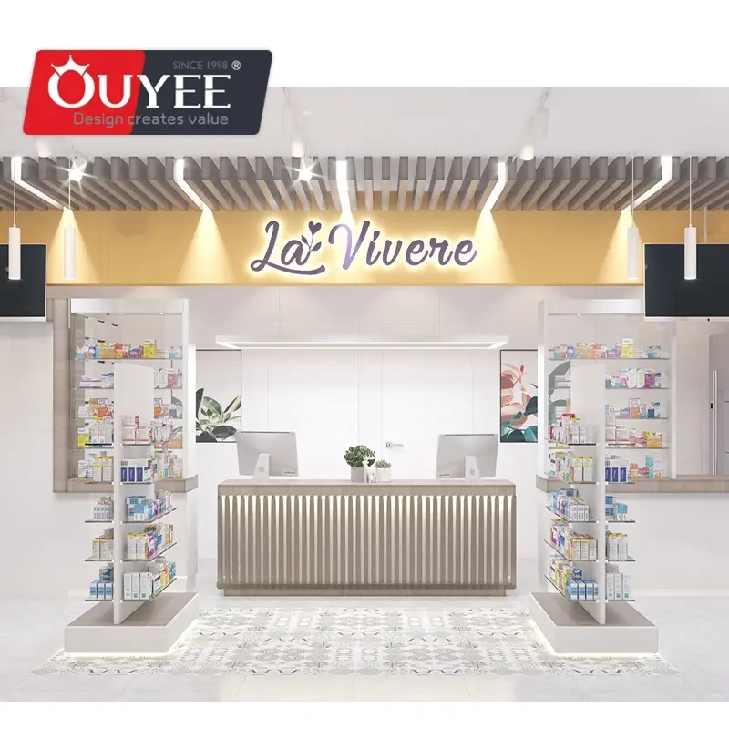 Service de présentation et d'aménagement intérieur pour pharmacies en MDF et autres surfaces. 1