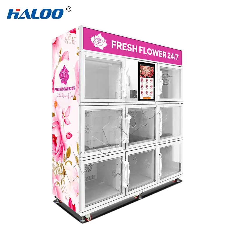 Haloo Vending Machine Supplier Automatic 24 Hours Big Capacity Flower Vending Machine With Cooling System 1