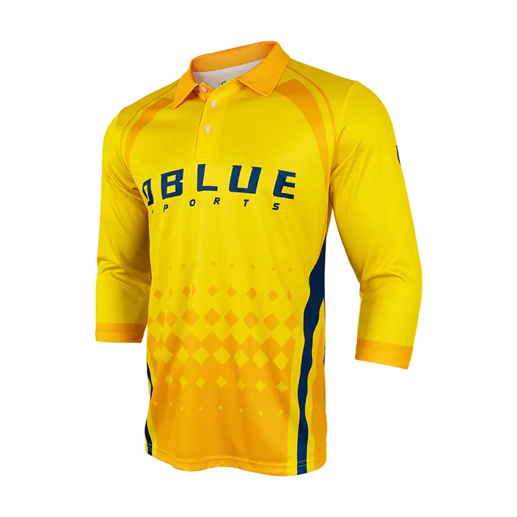 Venta al por mayor de camisetas de críquet personalizadas por sublimación, diseño deportivo de tu propio uniforme de críquet. 1