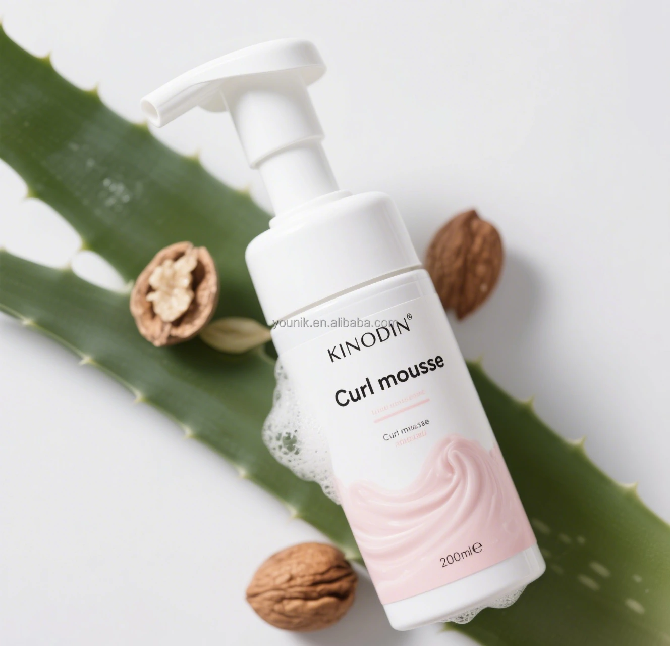 Set Custard Penata Rambut Anti-kusut Busa Herbal Organik Merek Pribadi, Semprotan Penambah Keriting Rambut Keriting 1