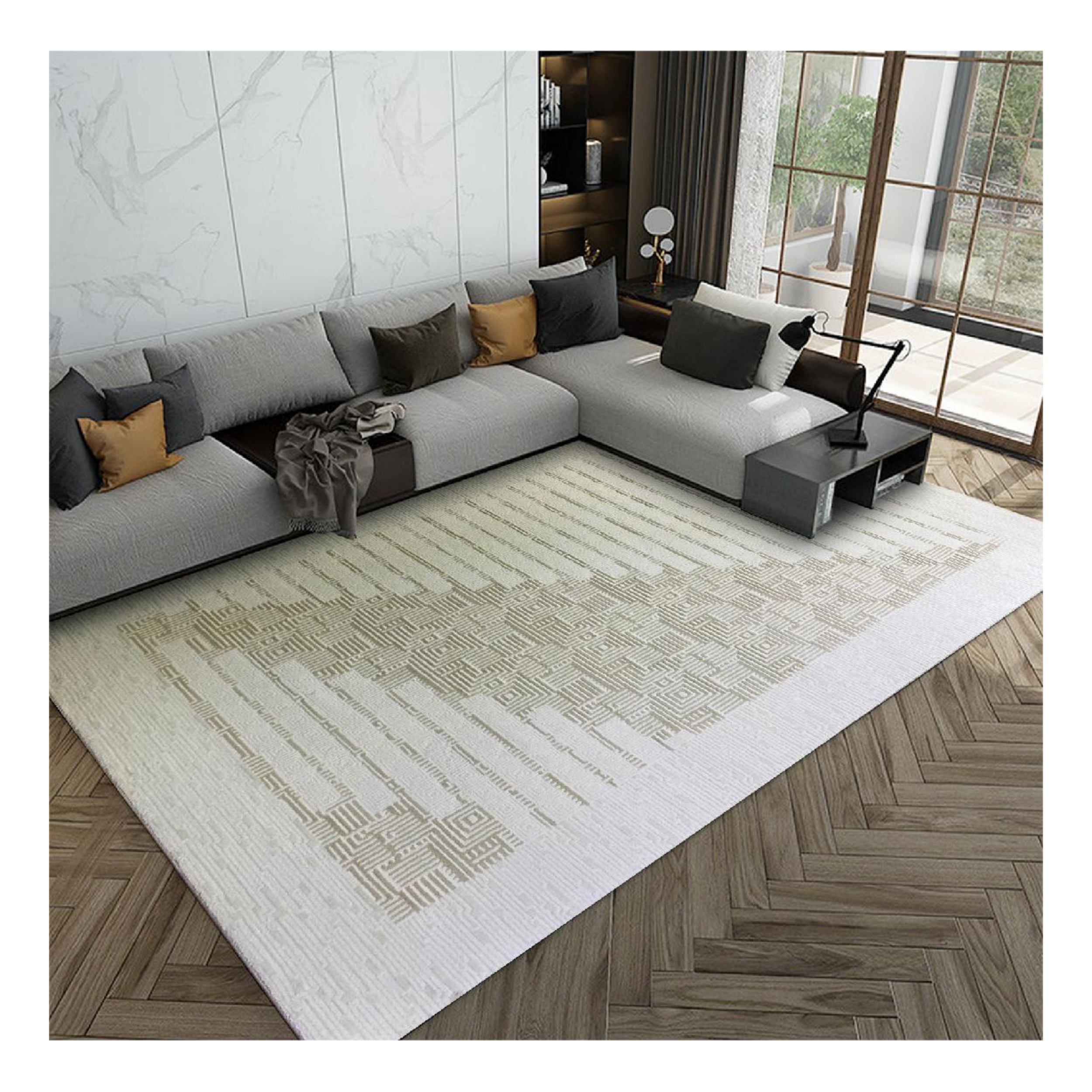 Custom Large Fluffy Round Wilton Area Rug for Living Room 1
