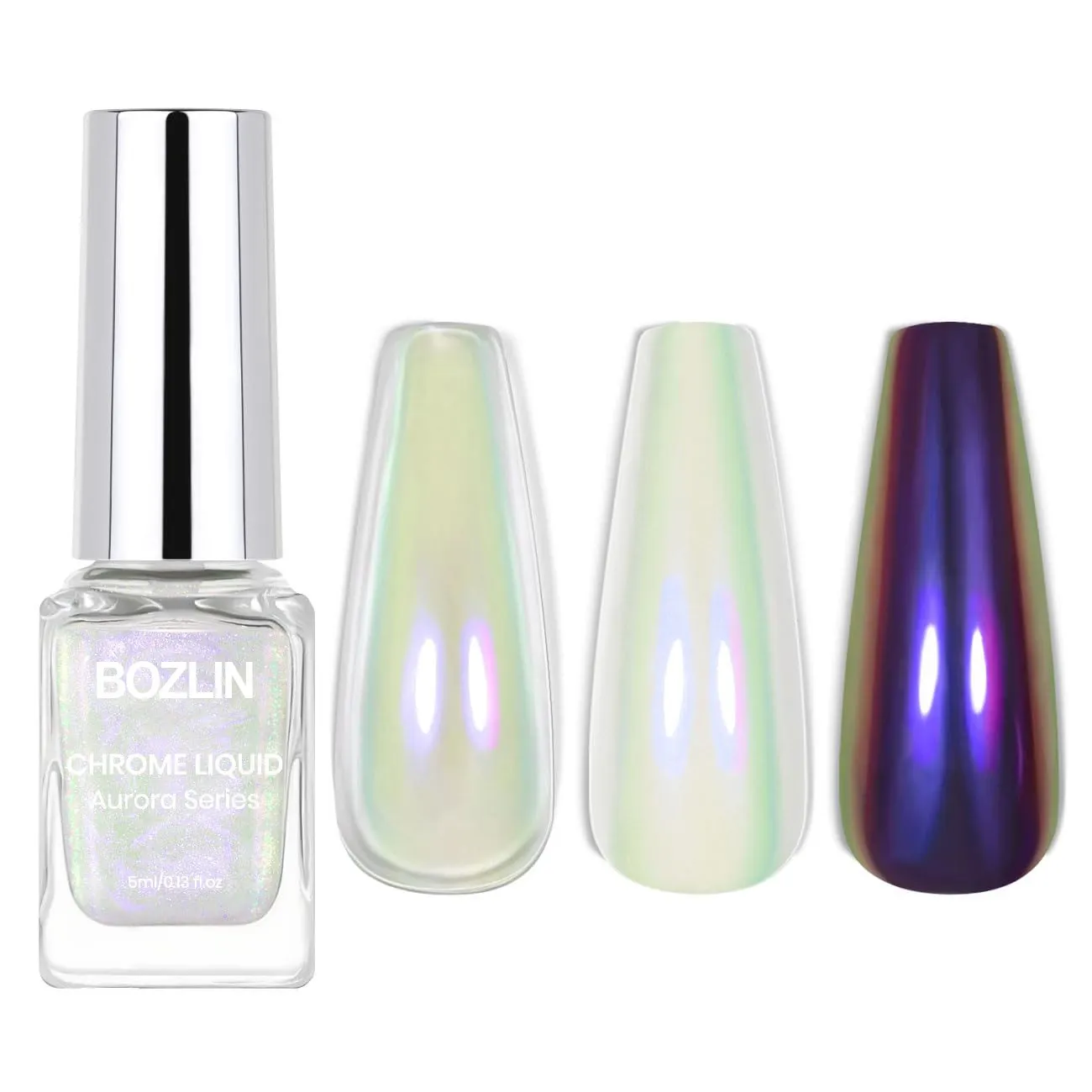 BOZLIN 16-Color 5ml Aurora Series Metallic Mirror Chrome Liquid Gel Polish 1