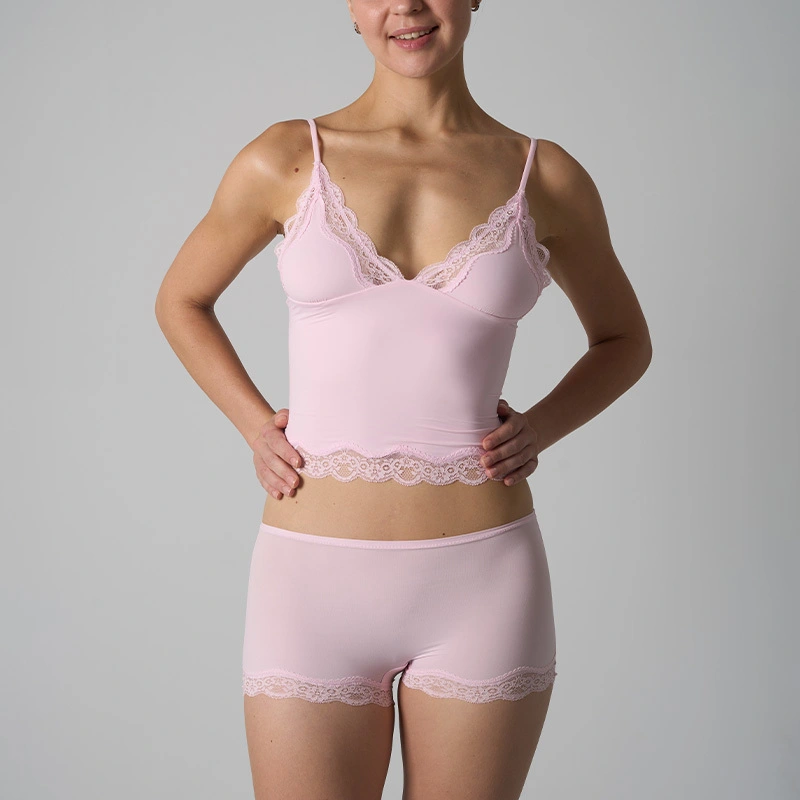 Soft Lace Lingerie Set Women - Triangle Cami & Breathable Boxer Briefs 1