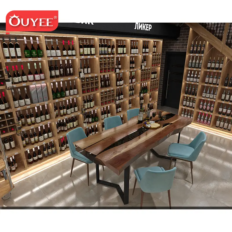 Vetrina espositiva in legno per bottiglie di vino, ideale per negozi di liquori e vini. 1