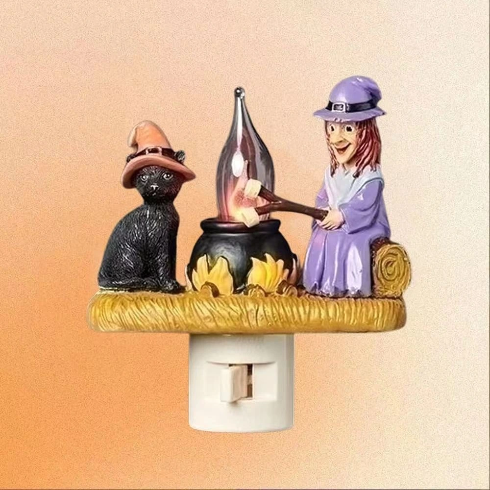 Gl-sz17 Halloween Day Creative Decoration Atmosphere Bonfire Flashing Witch Night Lights 1
