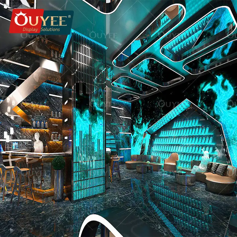 إكسسوارات أثاث الأرائك مع بار صغير في النوادي الليلية بتصميم أنيق 1