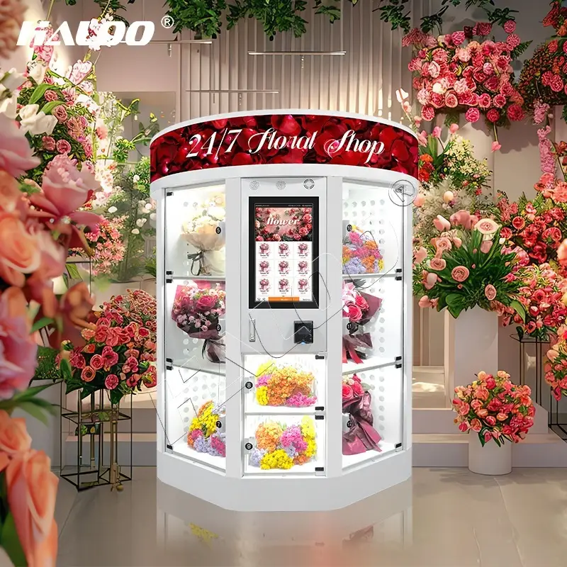 آلة بيع الزهور ذاتية الخدمة بشعار مخصص من Haloo للمتاجر آلة بيع الزهور الأوتوماتيكية آلات بيع الزهور 1