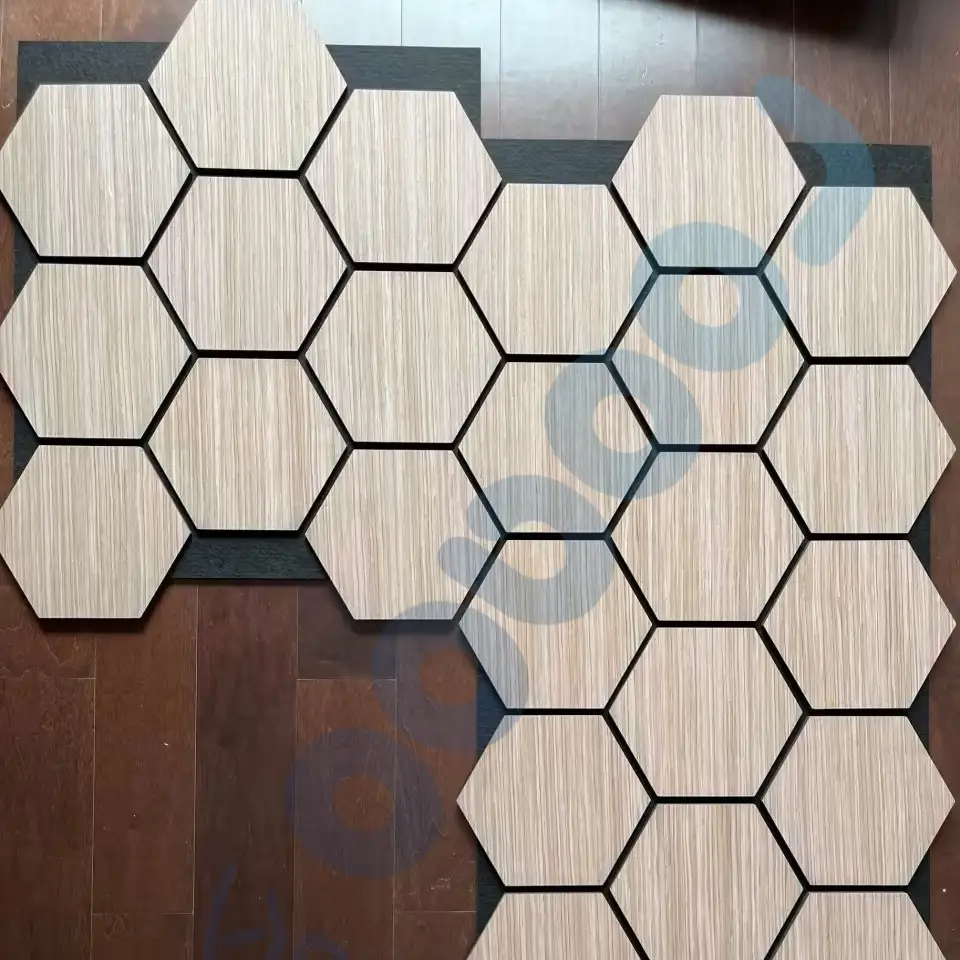 Painéal Aicéiseach MDF Heicseagánach Painéal Maisiúcháin Balla Adhmaid 3D Inslithe Fuaime 1