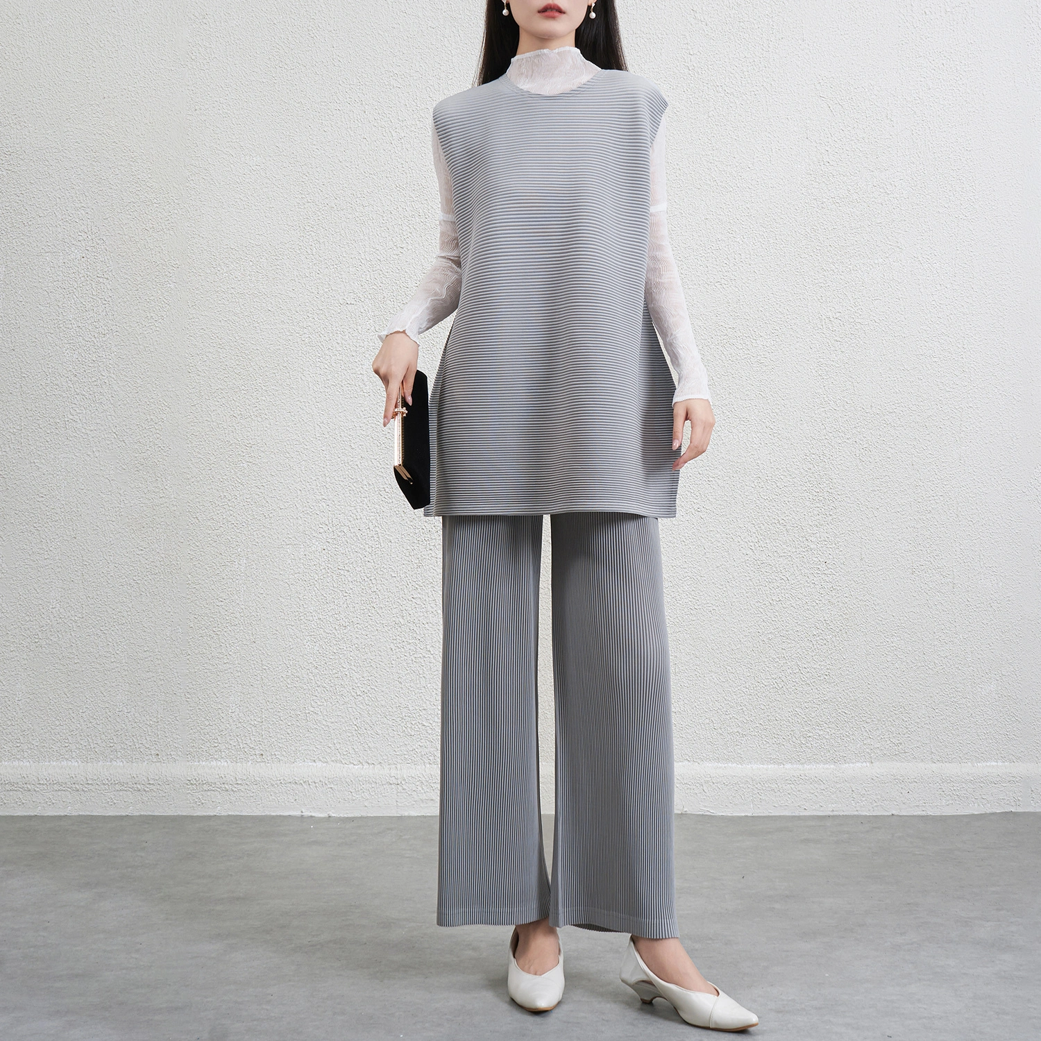 Оптовый комплект из двух предметов с фабрики , свободный повседневный топ без рукавов и брюки с широкими штанинами, осенний 1