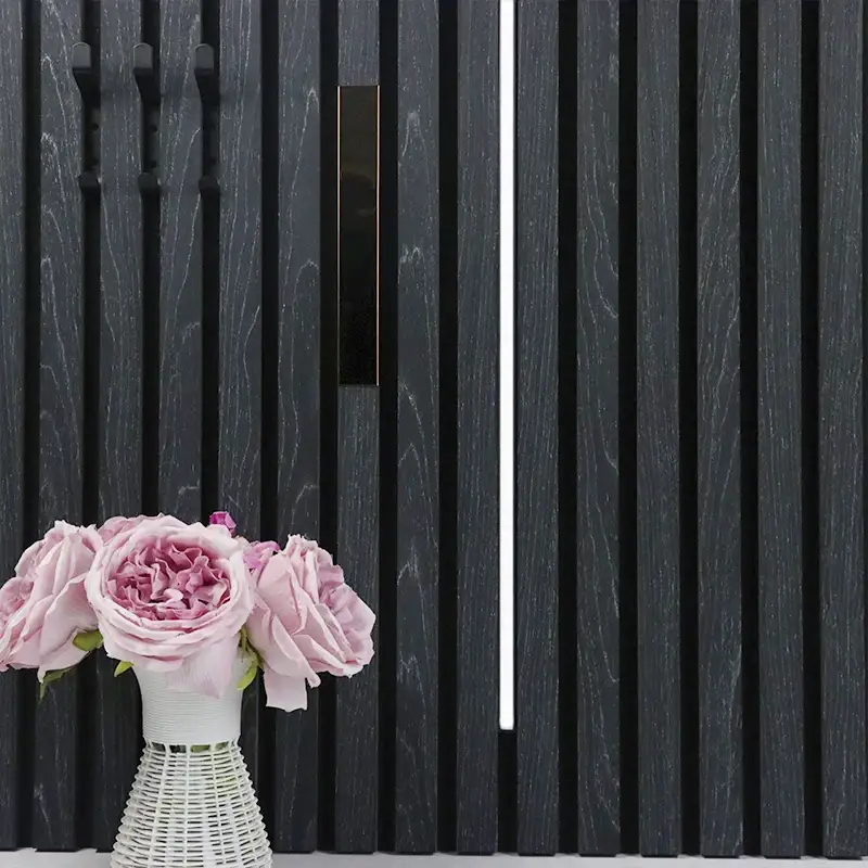 Wood Slat Sound-Absorbing Panel with LED Lights for Studio and Soundproofing 1