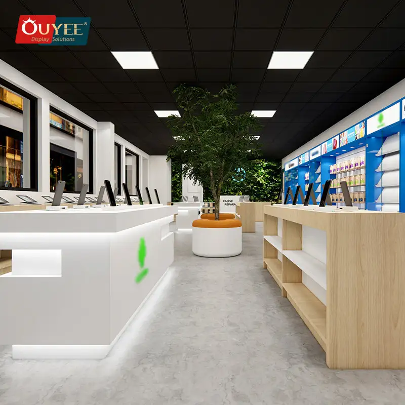 Balcão expositor 3D para celulares e laptops em lojas de smartphones. 1