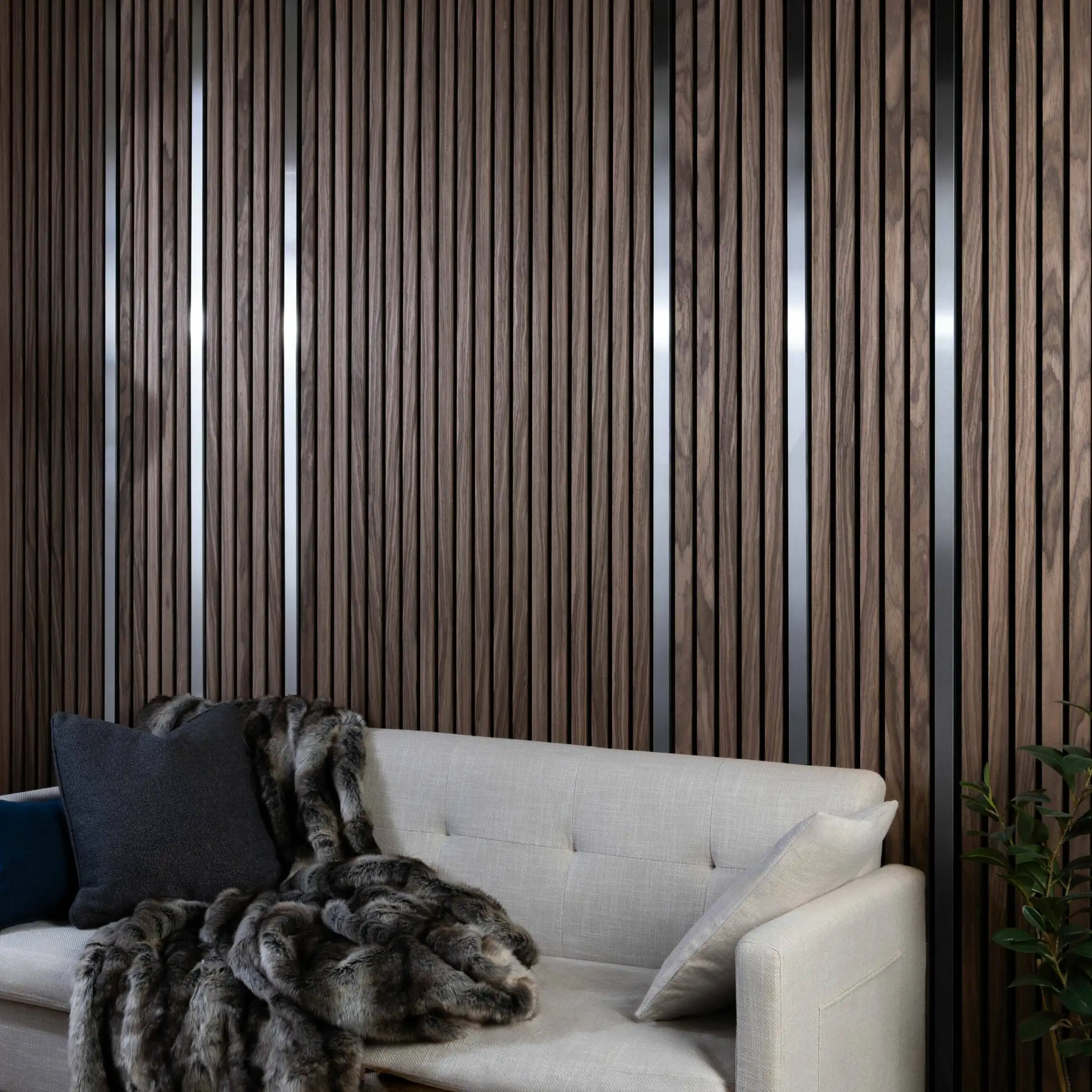 Metallic Cover Soundproof Wood Slat Wall Acoustic Panels with LED and Accessories 1