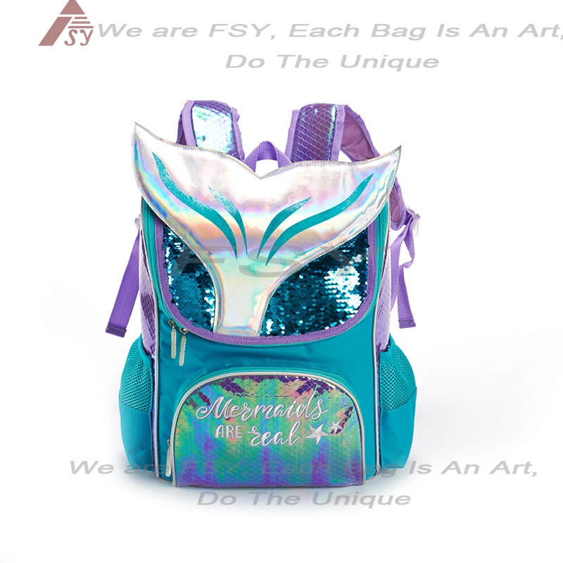Bsci Factory Custom New Kids Cartoon Style Cute Mermaid Backpack For Children Girl School Bag Bookbag 1