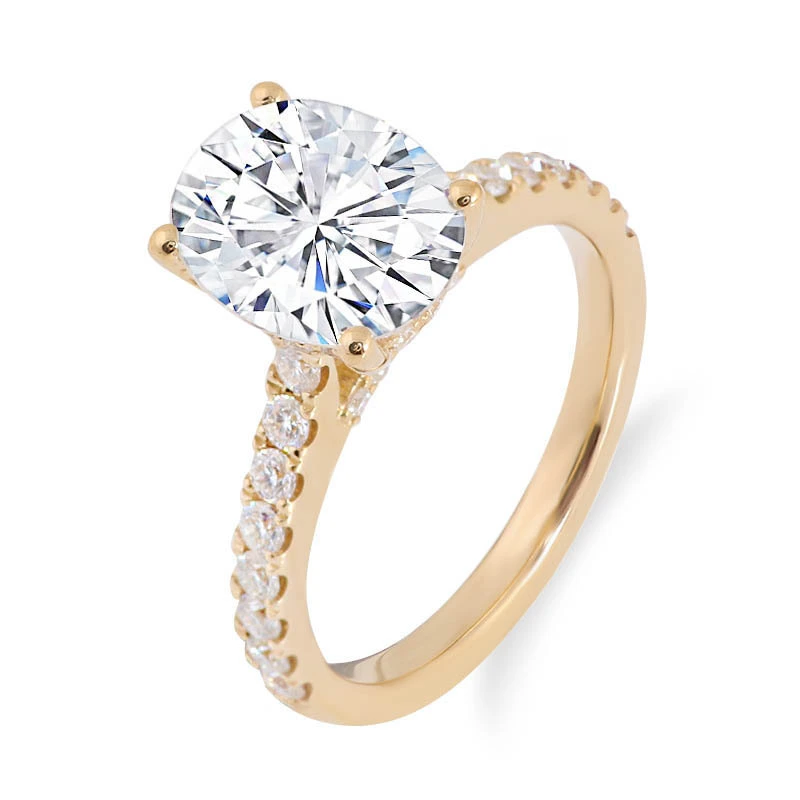 Bague de fiançailles en moissanite ovale 2 carats, certifiée Gra, couleur chaude GH 1