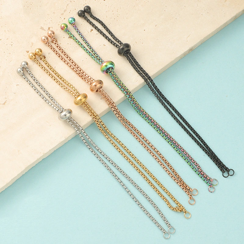 Fashion Gilded Stainless Steel Diy Jewelry Sliding Adjustable Extension Box Chain Bracelet Diy Personalized Bracelet 1