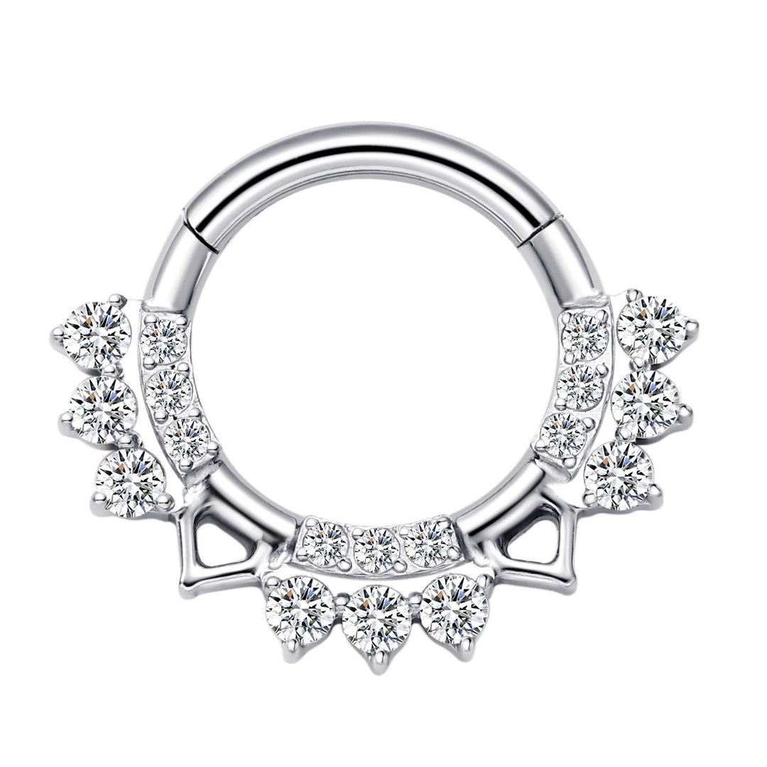 Eternal Metal Astm F136 Titanium Unique Hinged Segment Clicker With 5a Clear Zircon Paved Piercing Jewelry 1