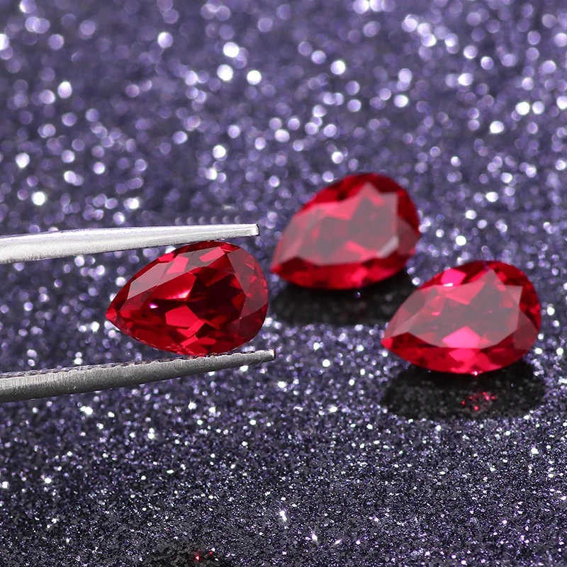 New Trend Pigeon Blood Color Pear Cut Certified Lab Grown Ruby India 1
