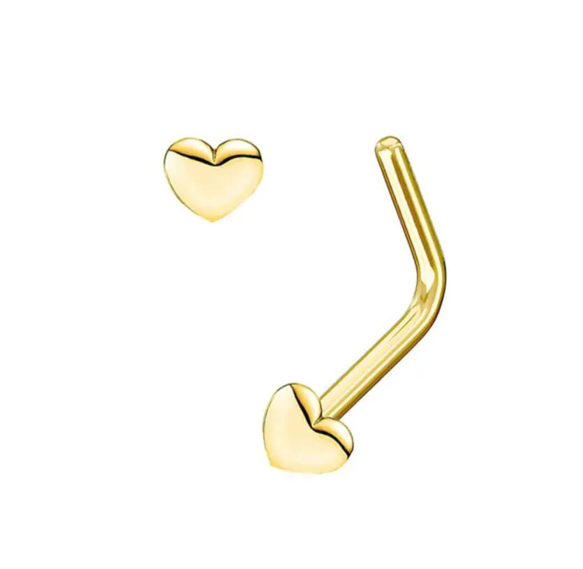 14karat Solid Gold Yellow Gold L Shape Fine Nose Studs 1