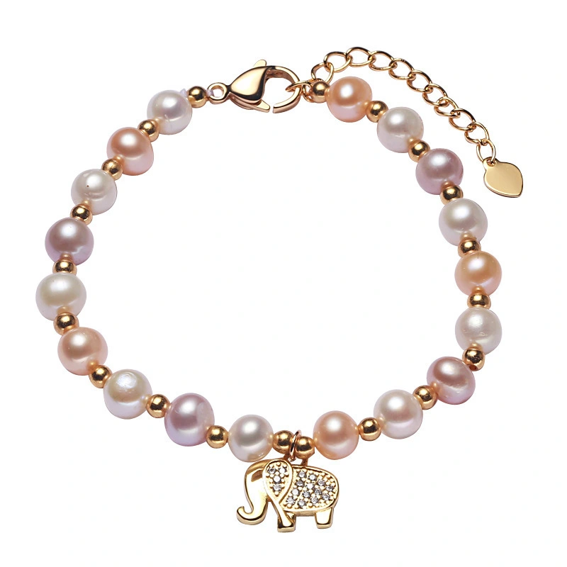 Manufacturer Wholesale Fashion Fashion Exquisite Imitation Pearl Beaded Bracelet Women's Exquisite Elephant Pendant Bracelet 1