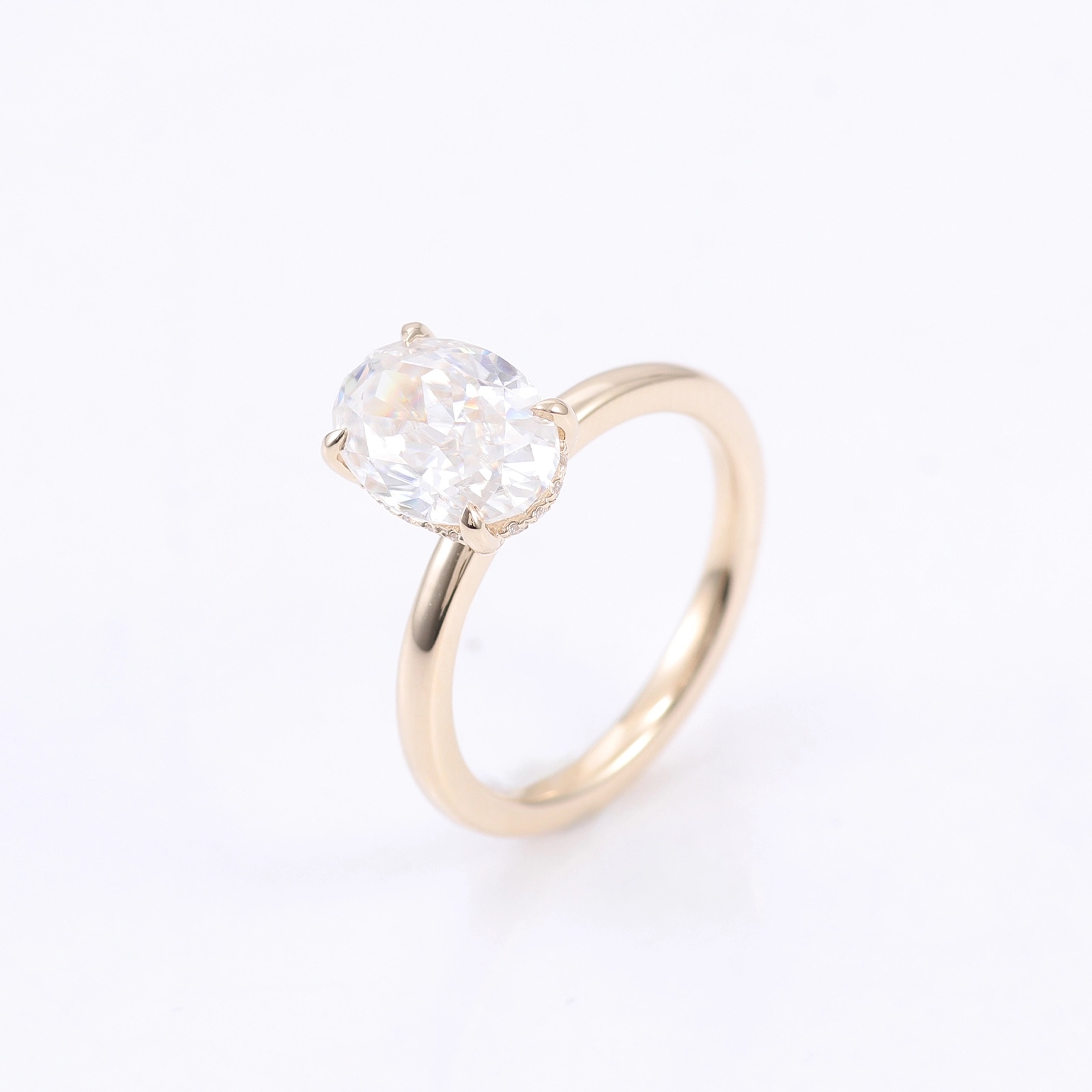 Bague en or jaune à coupe ovale 4 carats avec moissanite à prix d&39;usine, bijoux fins, cadeau d&39;anniversaire 1