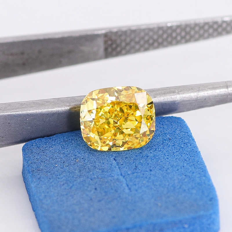 1.09 Ct Cushion Cut Yellow Lab Grown Diamond Fancy Vivid Yellow Diamond Cvd Loose Diamond Fancy Color Stone For Fine Jewelry 1