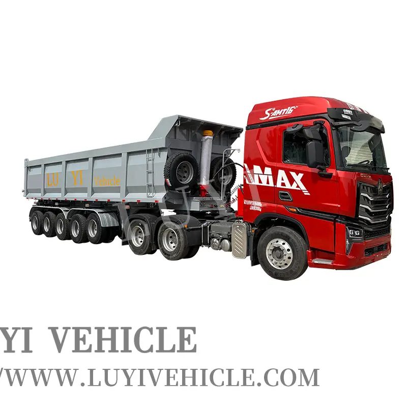 Remorque benne arrière rectangulaire à 5 essieux et 100 tonnes pour le transport de sable 1