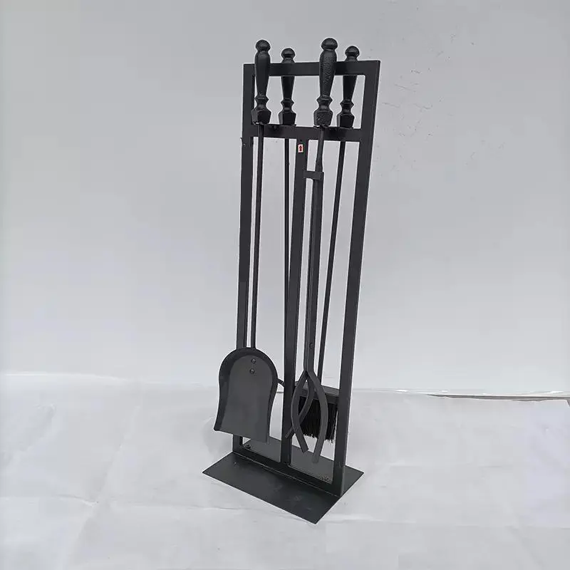 FT001 Modern Cast Wrought Iron Fireplace Fireside Accessories 5PCS Fireplace Tool Set 3