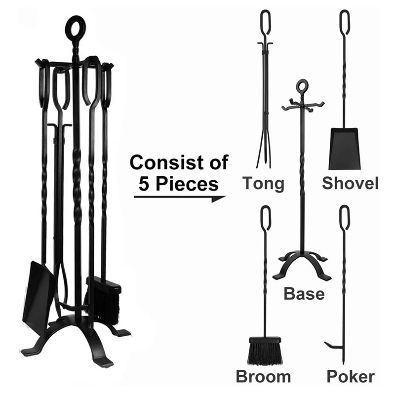 FT003 Fireplace Toole Set Cast Iron Metal 1