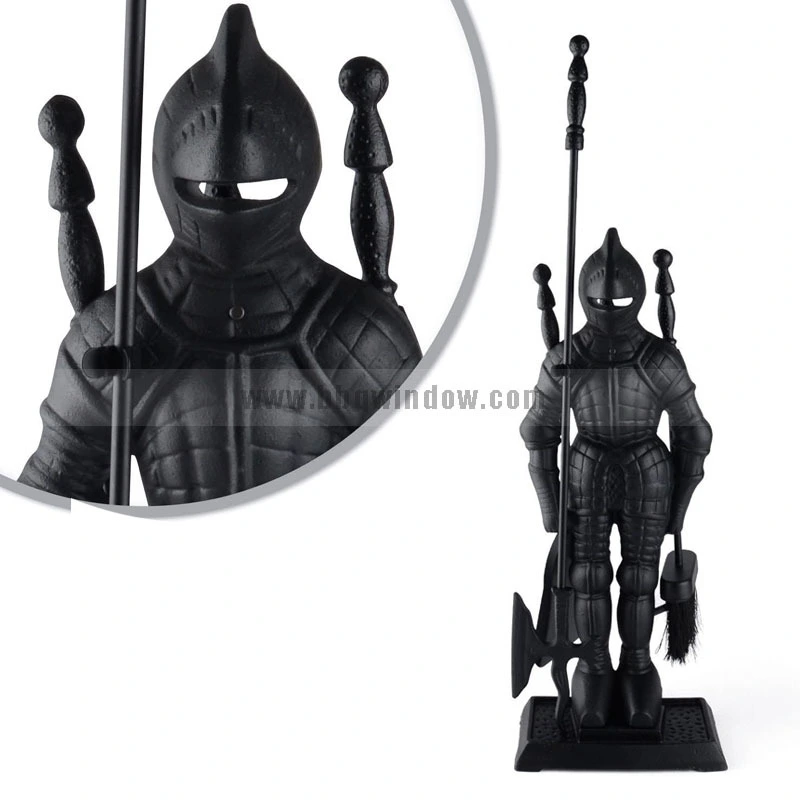 FT031 Dark Knight Fireplace Tool Set Black Cast Iron 1