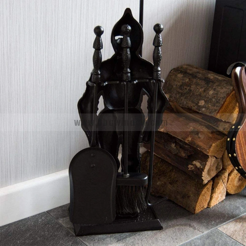 FT031 Dark Knight Fireplace Tool Set Black Cast Iron 6