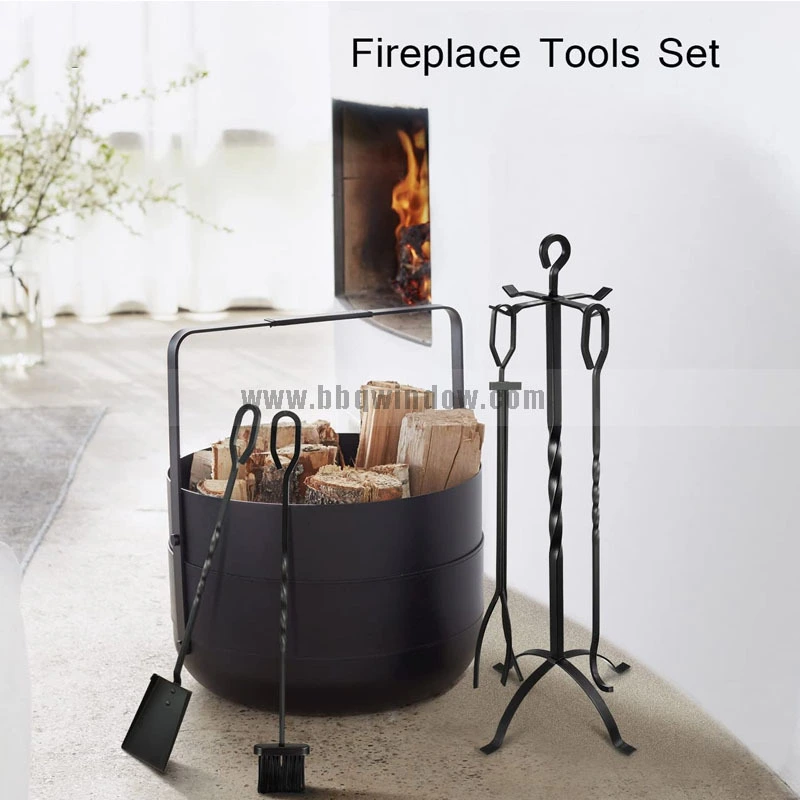 FT033 Fireplace Tool Set Elegant Design Twisted Rob Light Weight 4