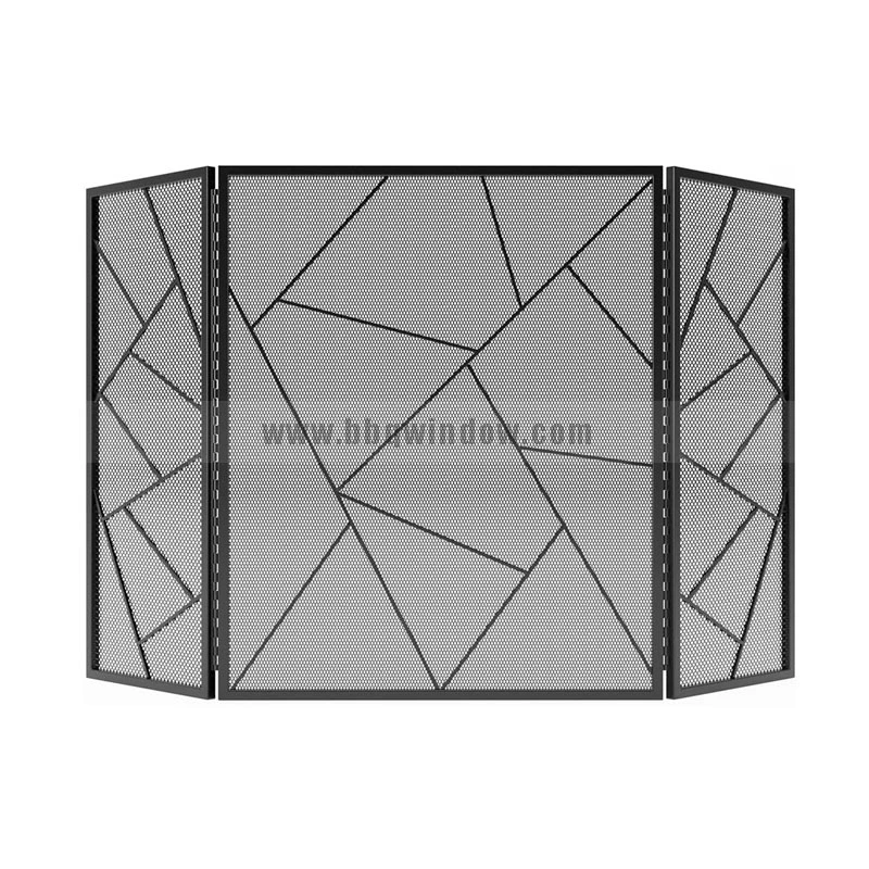 FS015 Fireplace Screen Flame Guard 3 Panel Foldable Design 1