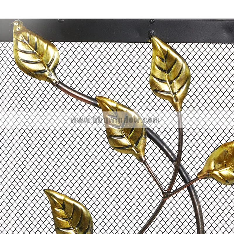 FS013 Fireplace Screen Metal Tree Sculpted Tree Relief Single Panel Fireplace Screen with Curved Mesh Netting 5