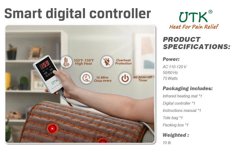 StartWarm 8 Photon with Tourmaline Beads Infrared Heating Pad, Mpro 11