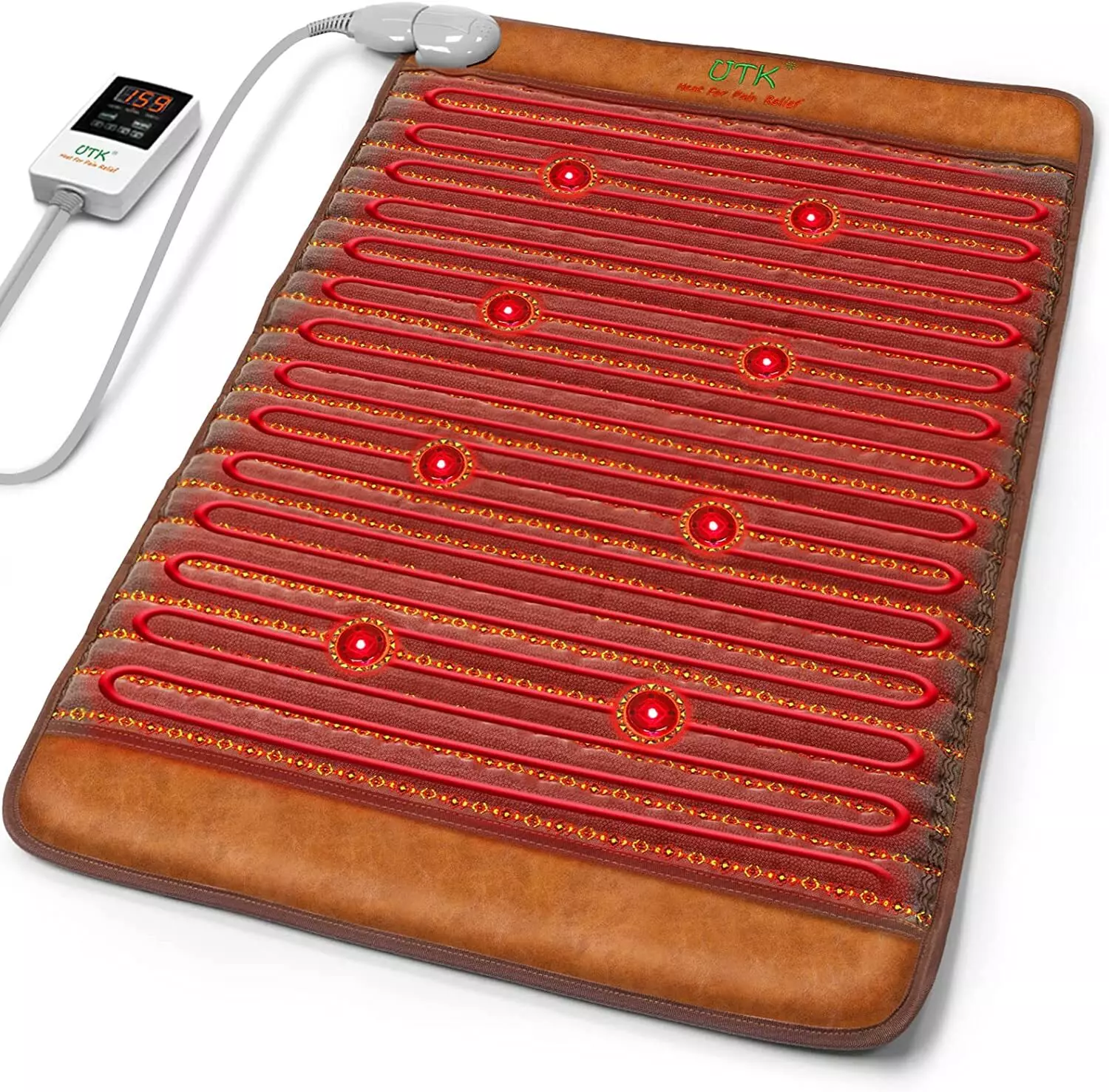 UTK Far Infrared Heating Pads for Back Pain Relief, Heat Pad with Full Tourmaline Beads, 8 Photon Infrared Heating Pad, Far Infrared Mats, Auto Shut Off & Travel Bag Included（Mpro：21'' x 31''） 1