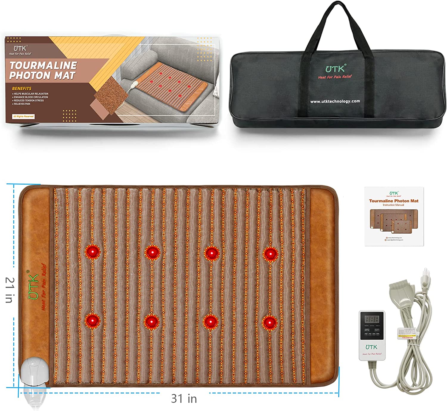 UTK far Infrared Heating Pads for Back Pain Relief, Heat Pad Wit UTK