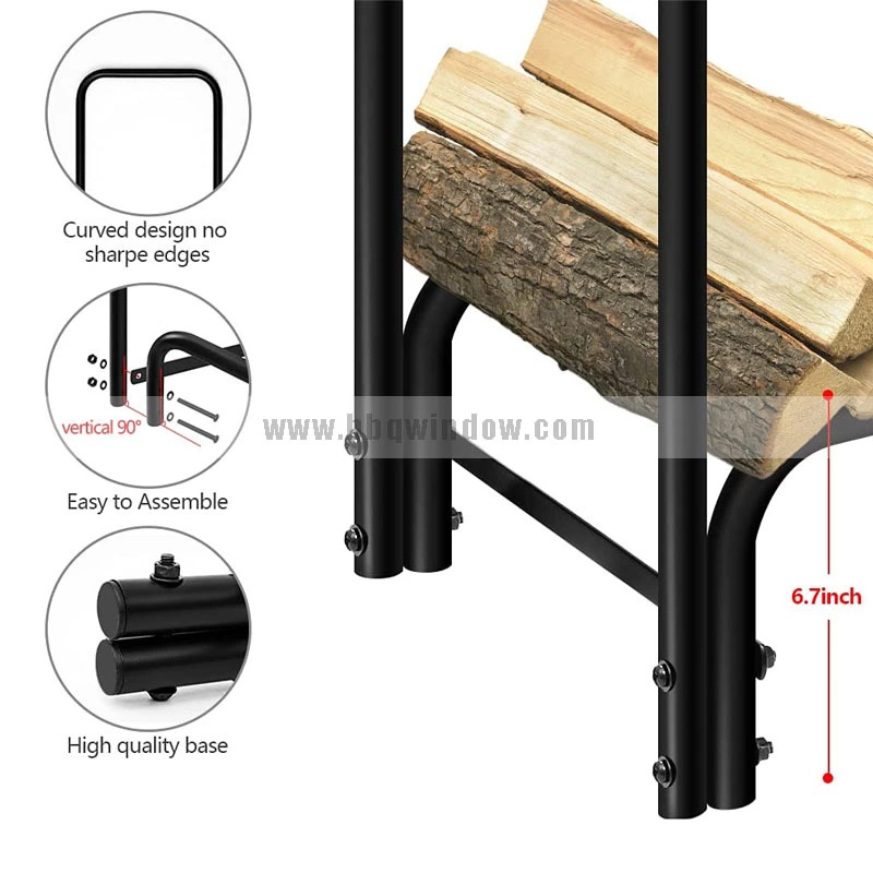 FR011 Metal Frame 2 Set Firewood Rack Log Holder Firm Base Hidden Screws 4
