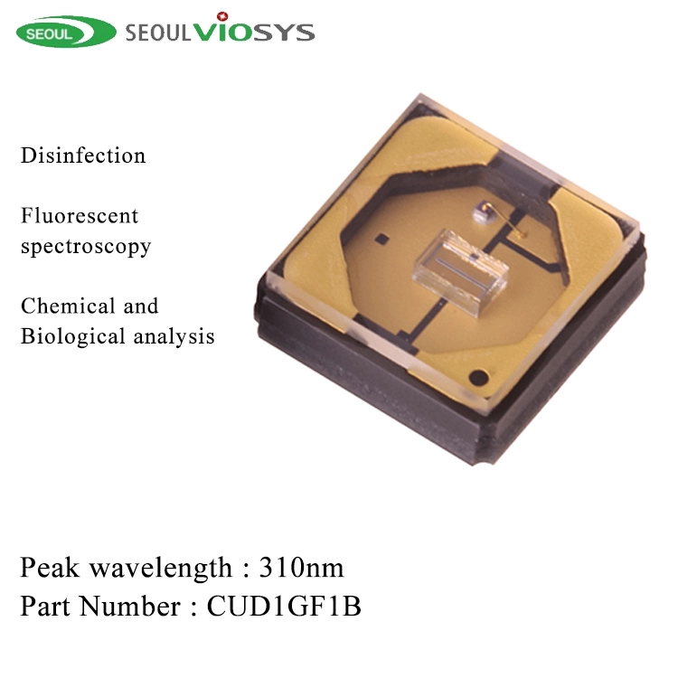 305nm 310nm 315nm UVC Gvidis Blaton Profunda Ultraviola Seulo Viosys CUD1GF1B Por Aera Akvo-Steriligo 1