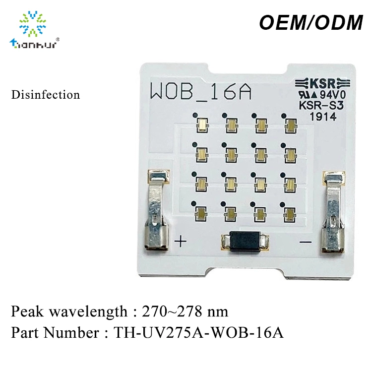 270nm 275nm COB UV LED 300MW miaraka amin'ny fonosana WICOP ho an'ny sterilization TH-UV275-WOB-16 A 1