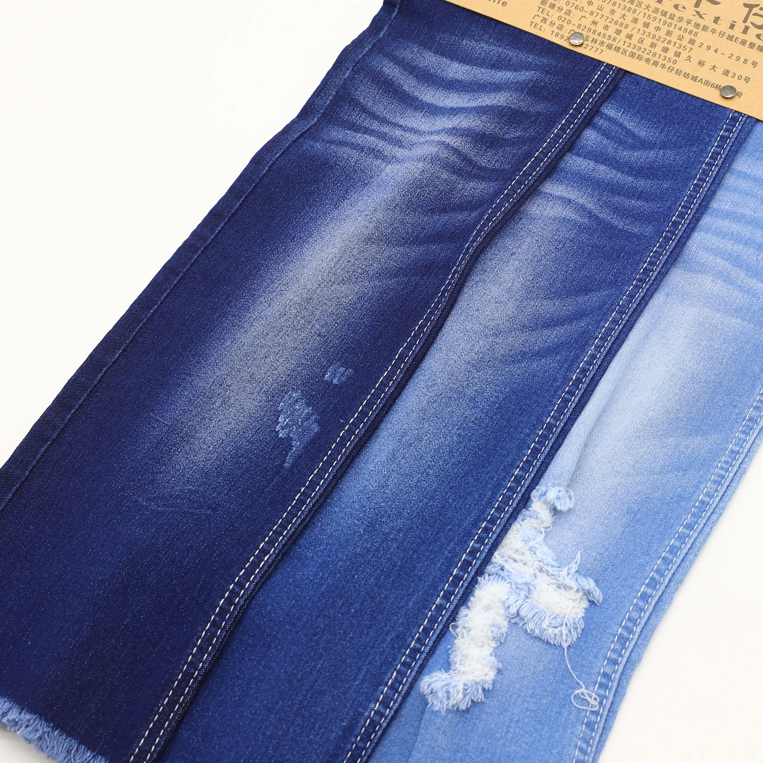 S200A-5   Satin denim fabric with stretch 77%Cotton 21.5%Poly 1.5%Spandex 2