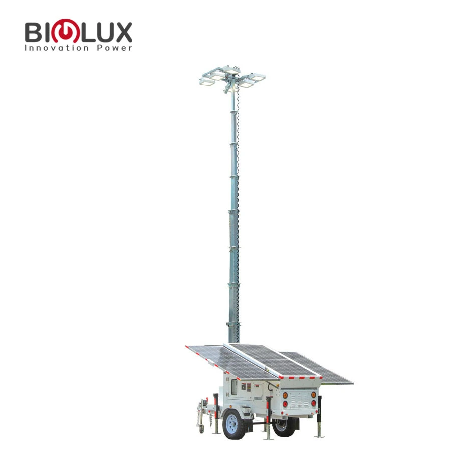 Mobile Solar LED Light Tower Portable Trailer construction site sa gawas nga parkinganan 1