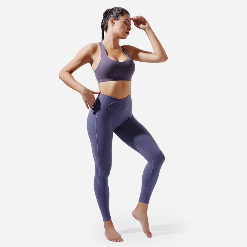 Leggings de cintura cruzada com bolsos duplos na coxa - ROADSUNSHINE 1