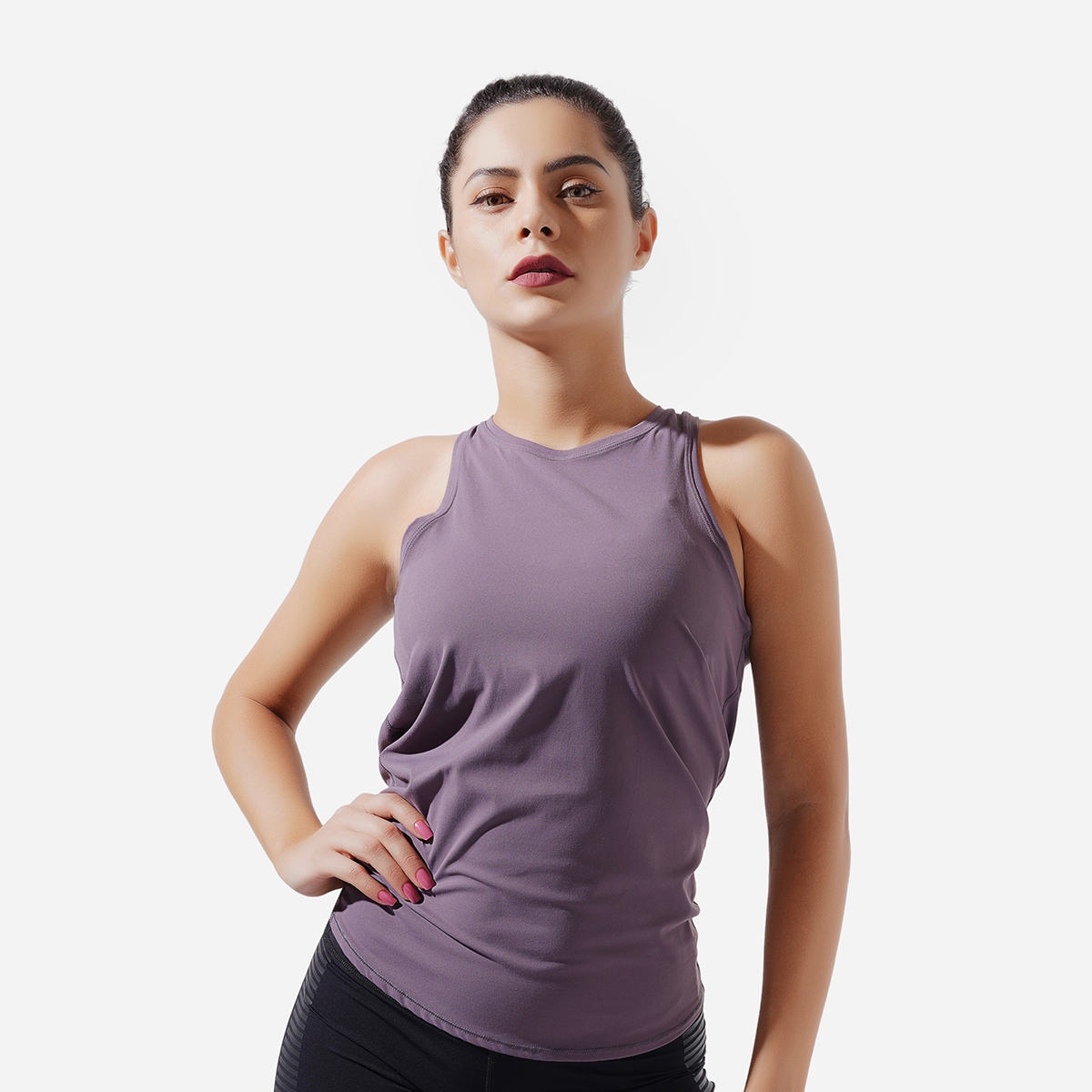 Comfortable Round Neck Gym Tank Top With Open Back Design  - ROADSUNSHINE 1