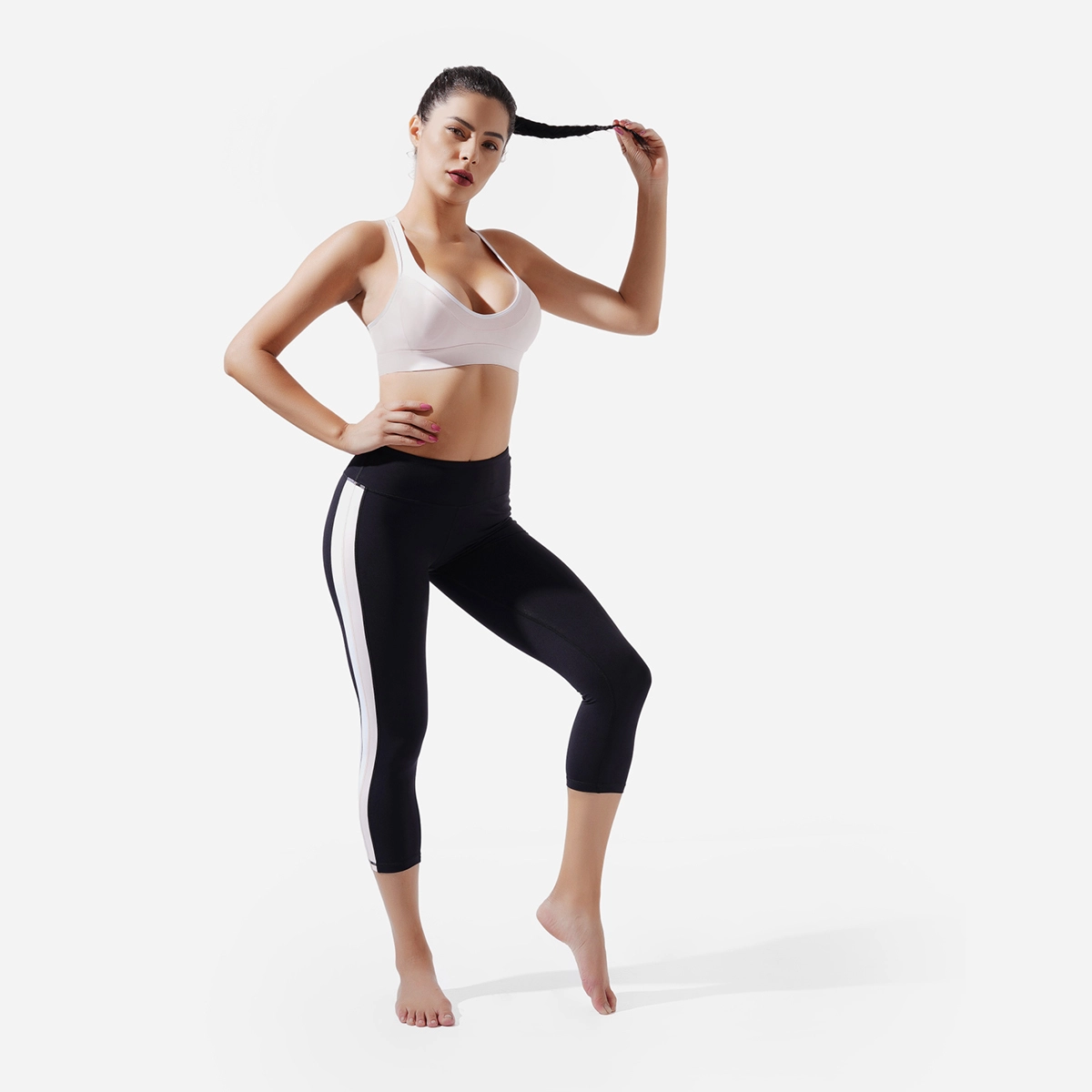 Leggings capri confortables et respirants avec motif color block - ROADSUNSHINE 1