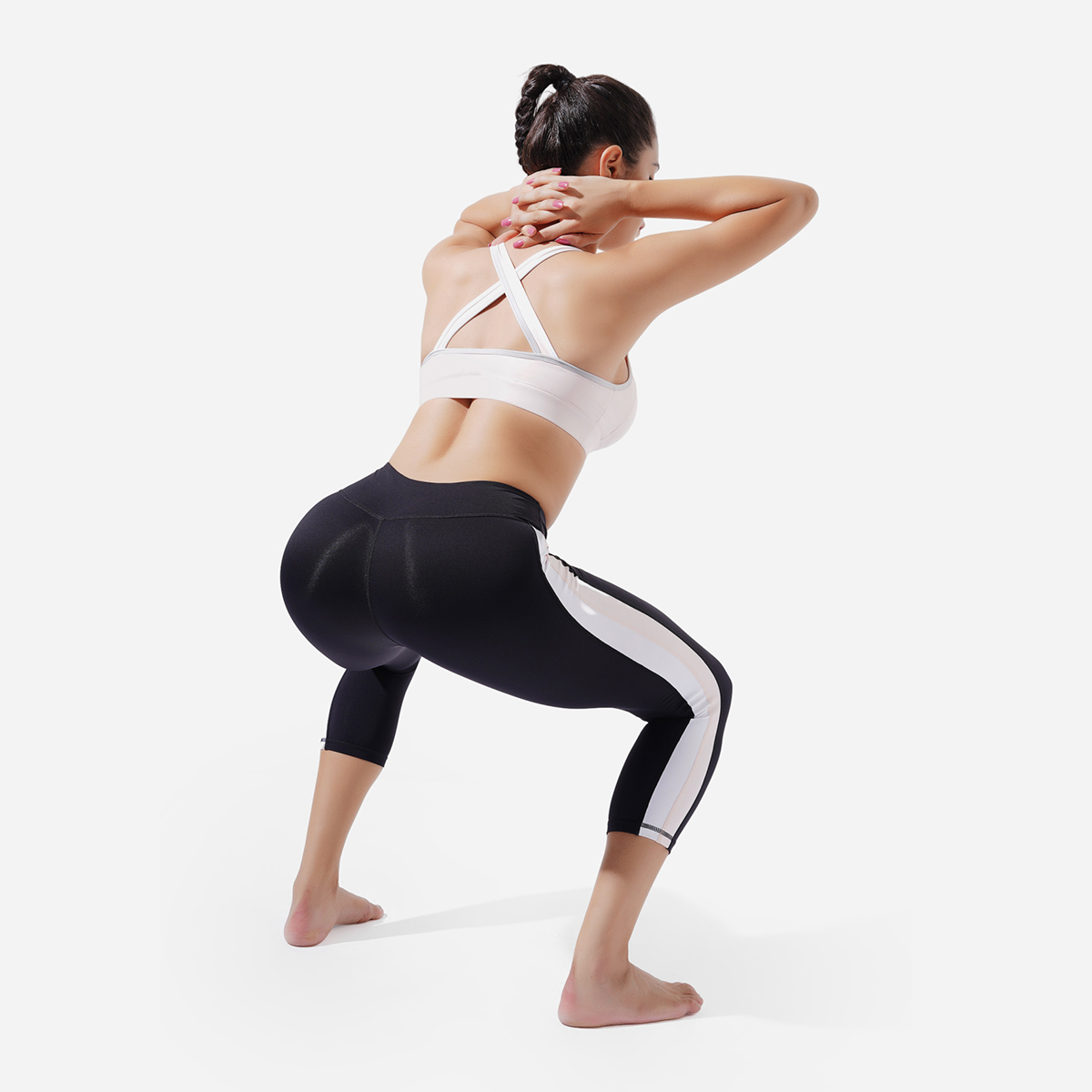 Leggings capri confortables et respirants avec motif color block - ROADSUNSHINE 2