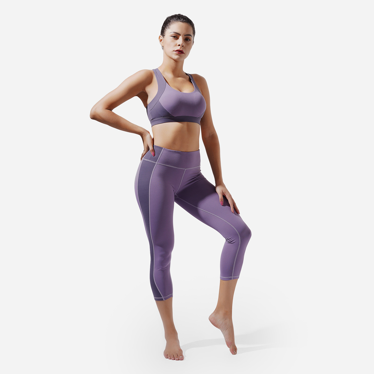 Comfortable Solid Color Capri Running Leggings - ROADSUNSHINE 1