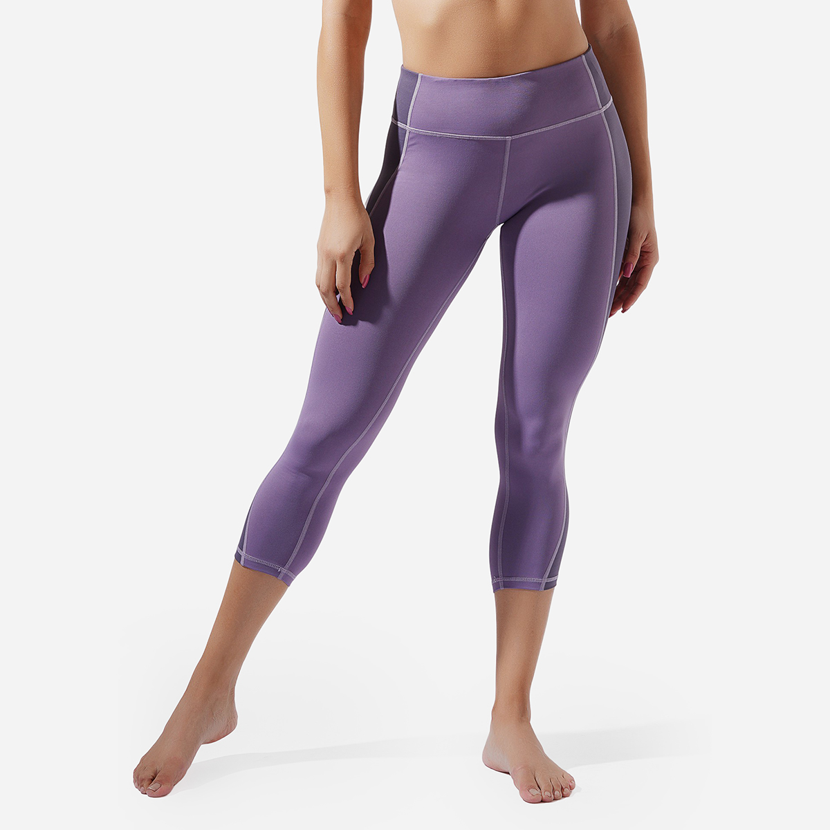 Comfortable Solid Color Capri Running Leggings - ROADSUNSHINE 3