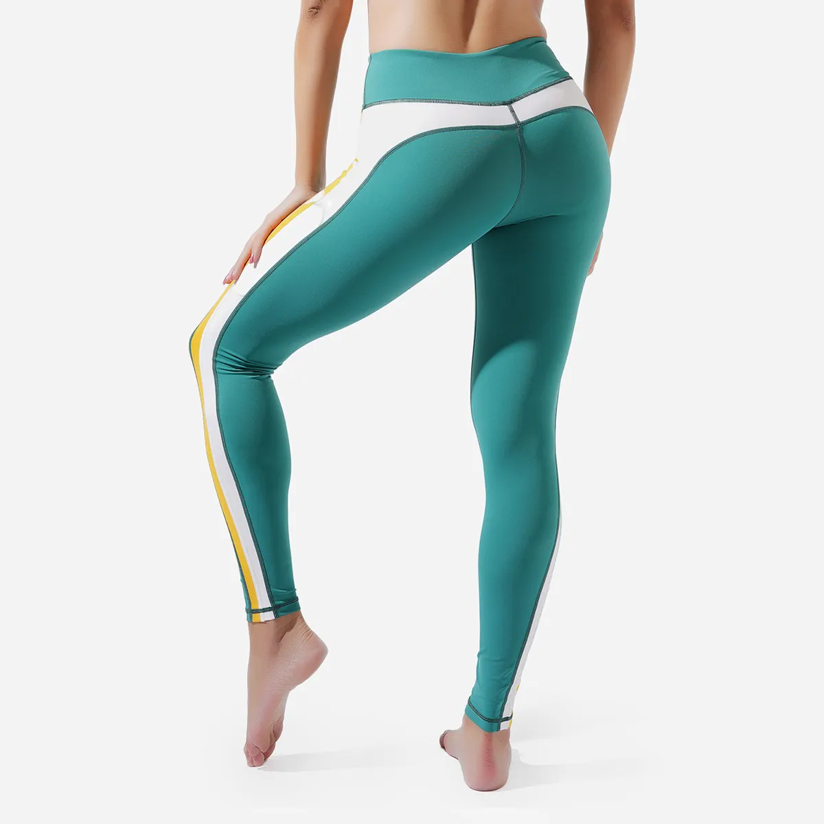 Leggings de ioga de cintura média preto/azul poliéster/elastanodesign moderno  3