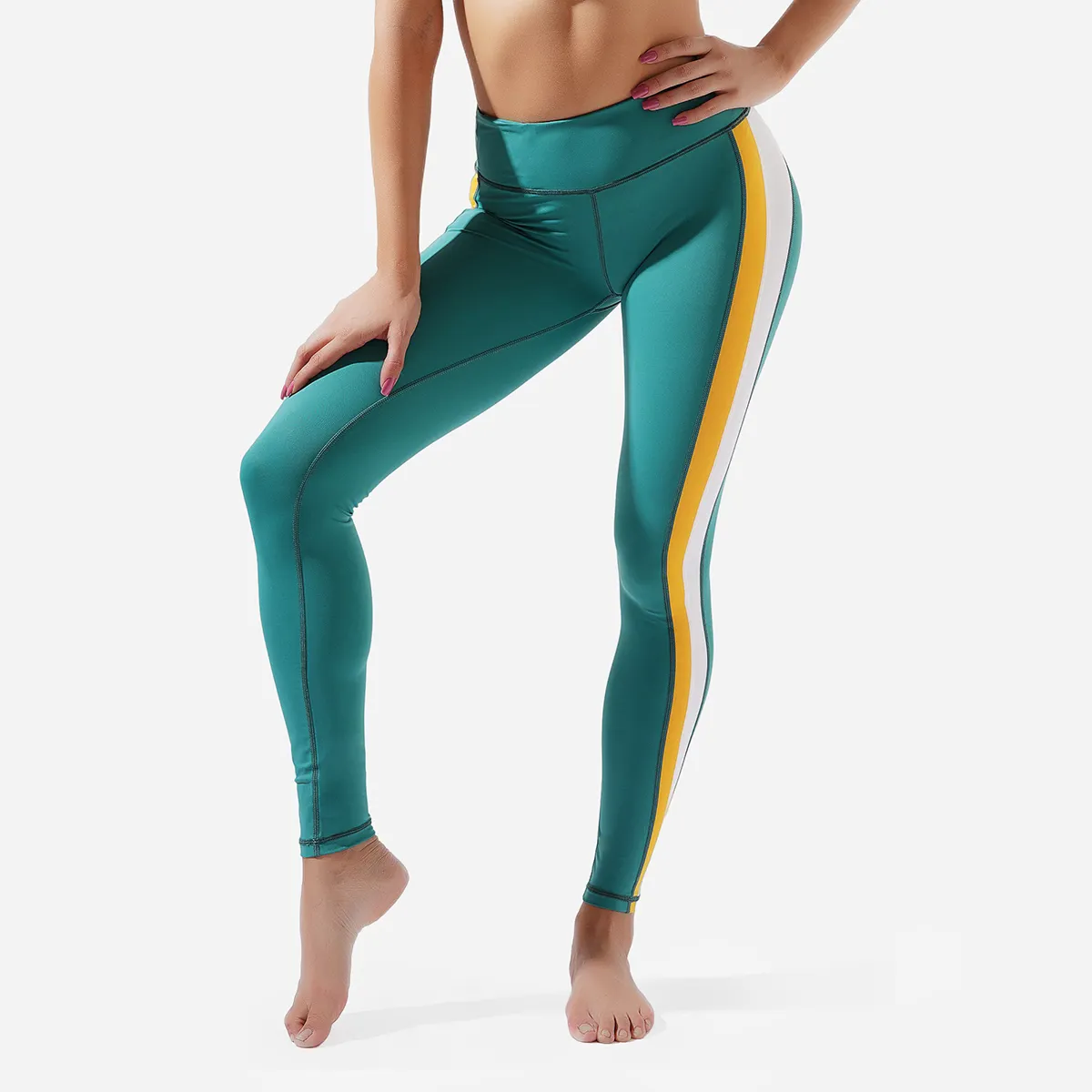 Leggings de ioga de cintura média preto/azul poliéster/elastanodesign moderno  2