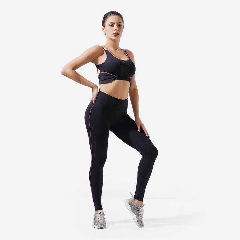 Legging de sport taille haute en gros avec design latéral en maille - ROADSUNSHINE 1